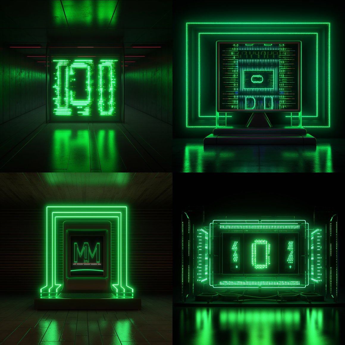 Retro-Futurism: A Neon Green Digital Voyage