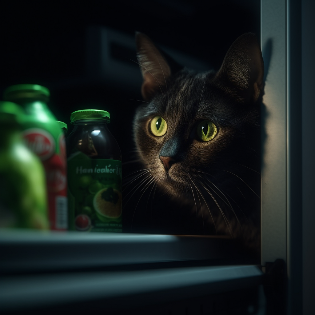 Midnight Fridge Raid: A Cat's Tale in Realistic 4K