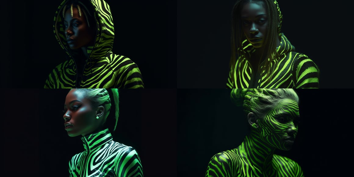 Neon Green Zebra Skin Render in 4K