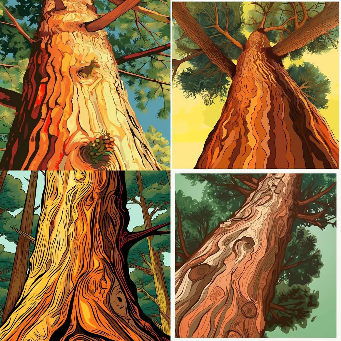 Mid-Travel View of Enchanting Pine Forest - Warm Illustrative Poster