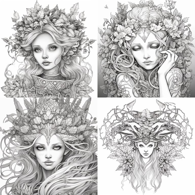 Enchanting Tree Elf Portrait Coloring Page Prompt | NeoPrompt