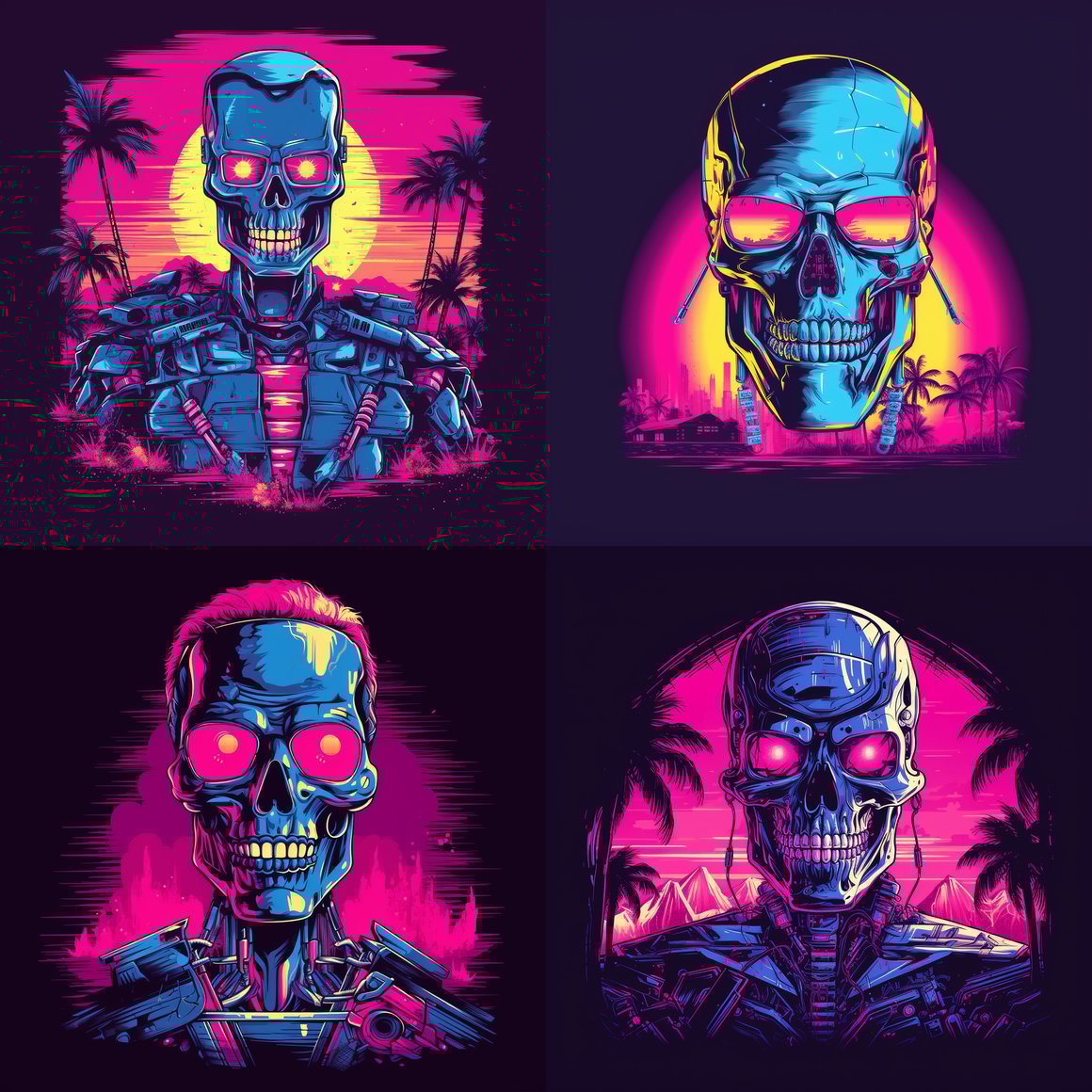 Retro-Futuristic Synthwave Terminator Art Trip