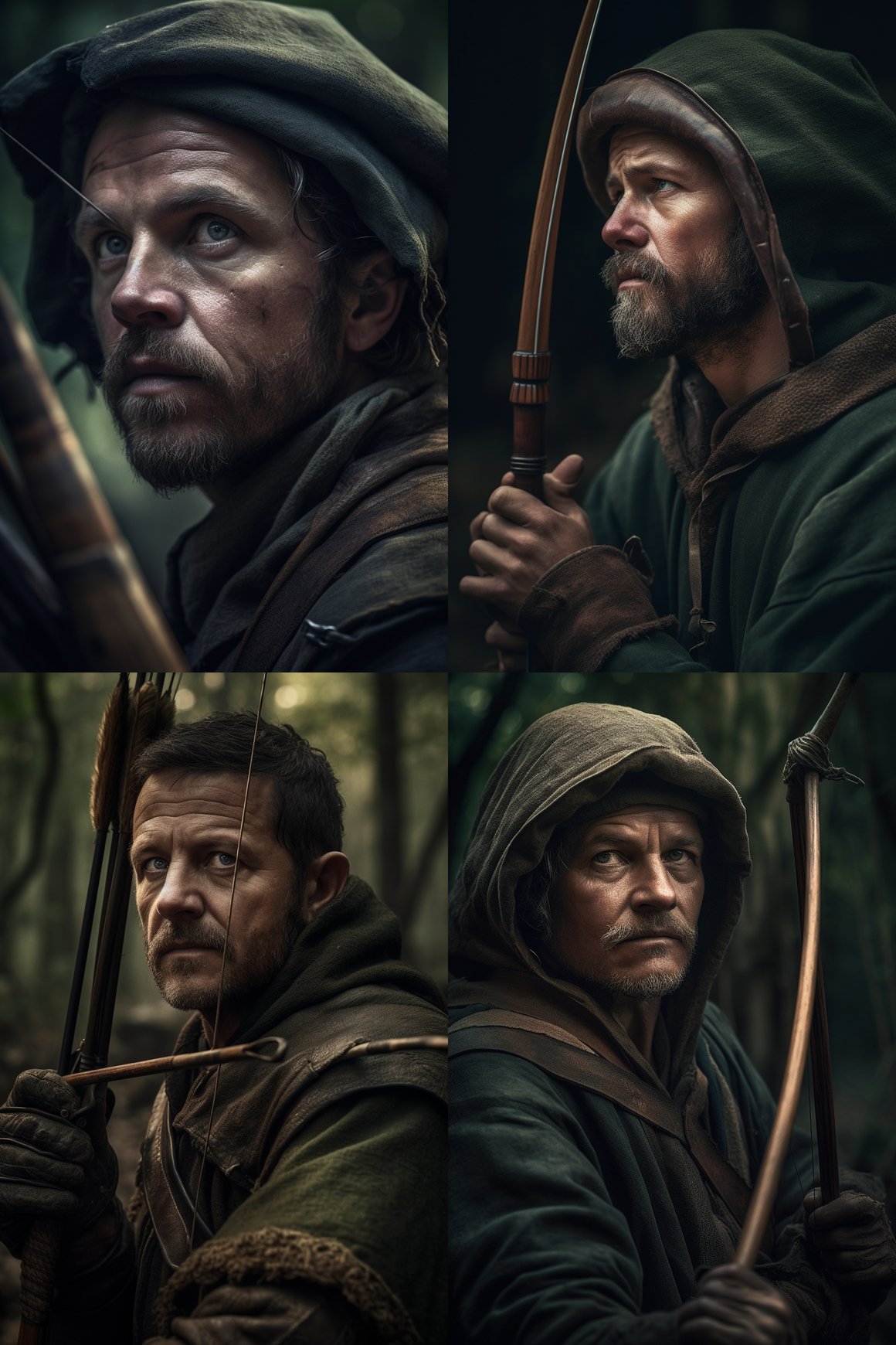 Detailed 4K Portrait of Michael Pread as Robin Hood in Sherwood Forest