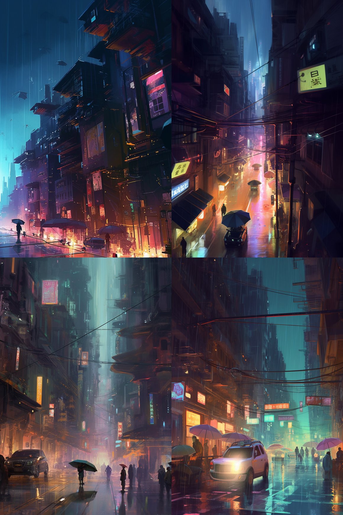 Neon Rain: A Cyberpunk Odyssey in Amber and Magenta