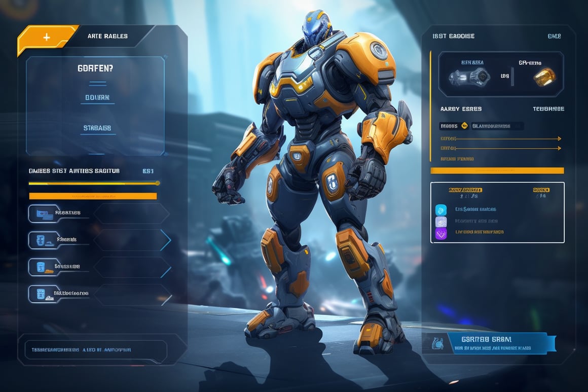 Futuristic Robot Fighting Game UI and Mode Selection Design