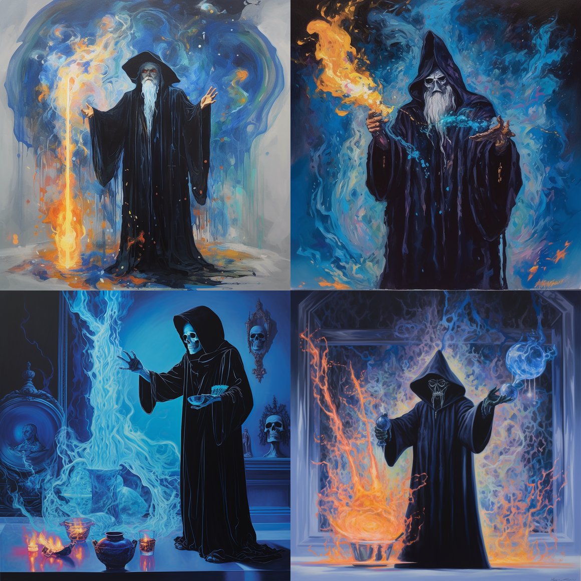 Summoning Inferno: The Bone-Faced Wizard's Conjuring