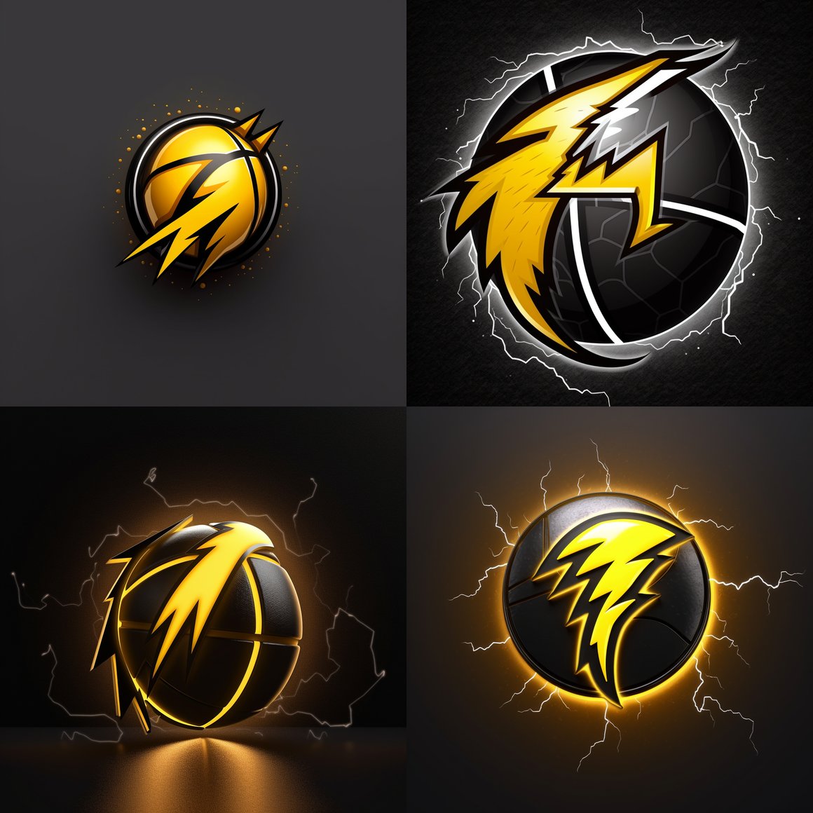 Detailed 3D Lightning-Themed Basketball Logo Design - Version 5