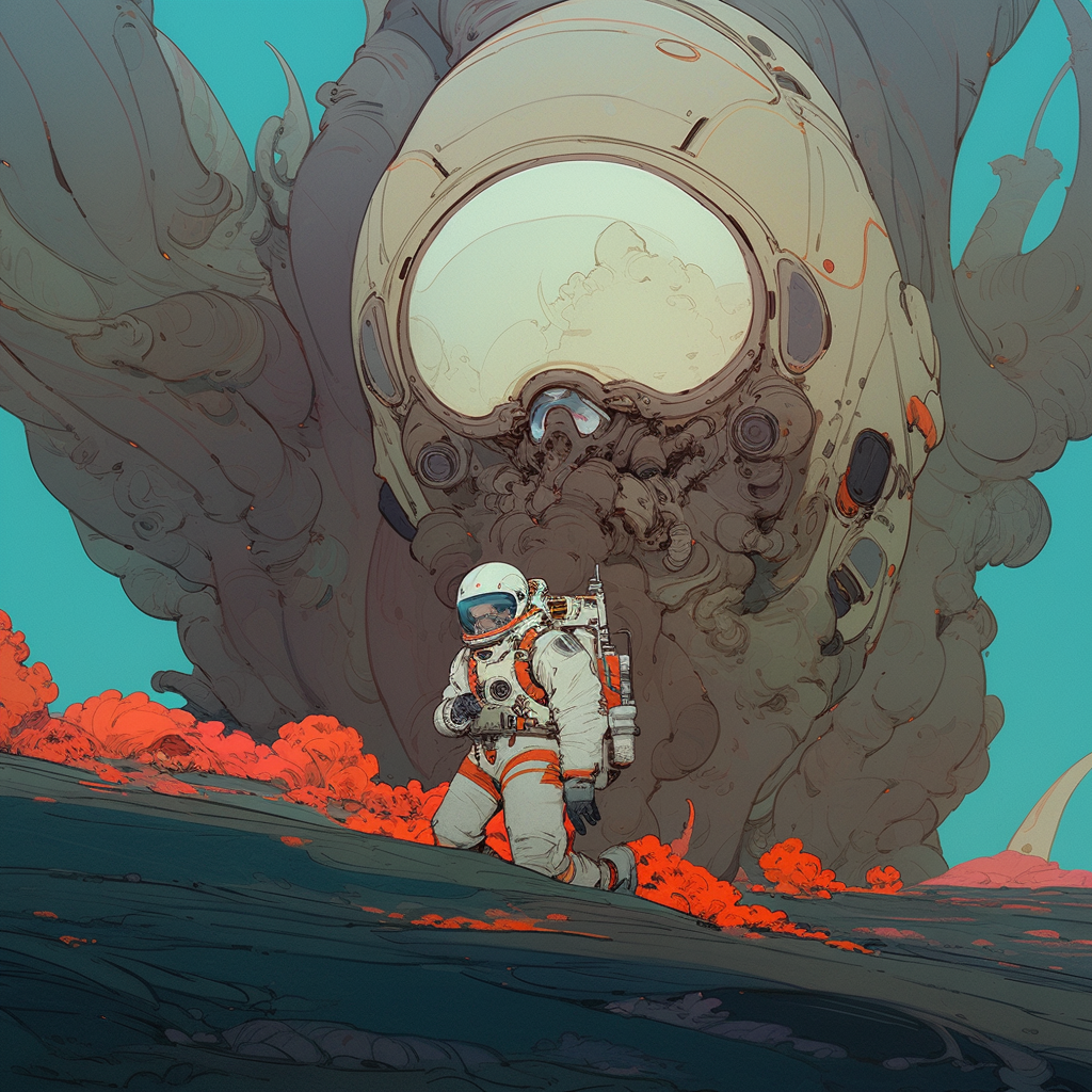 Astronaut's Encounter with Ascarididae on Alien Planet