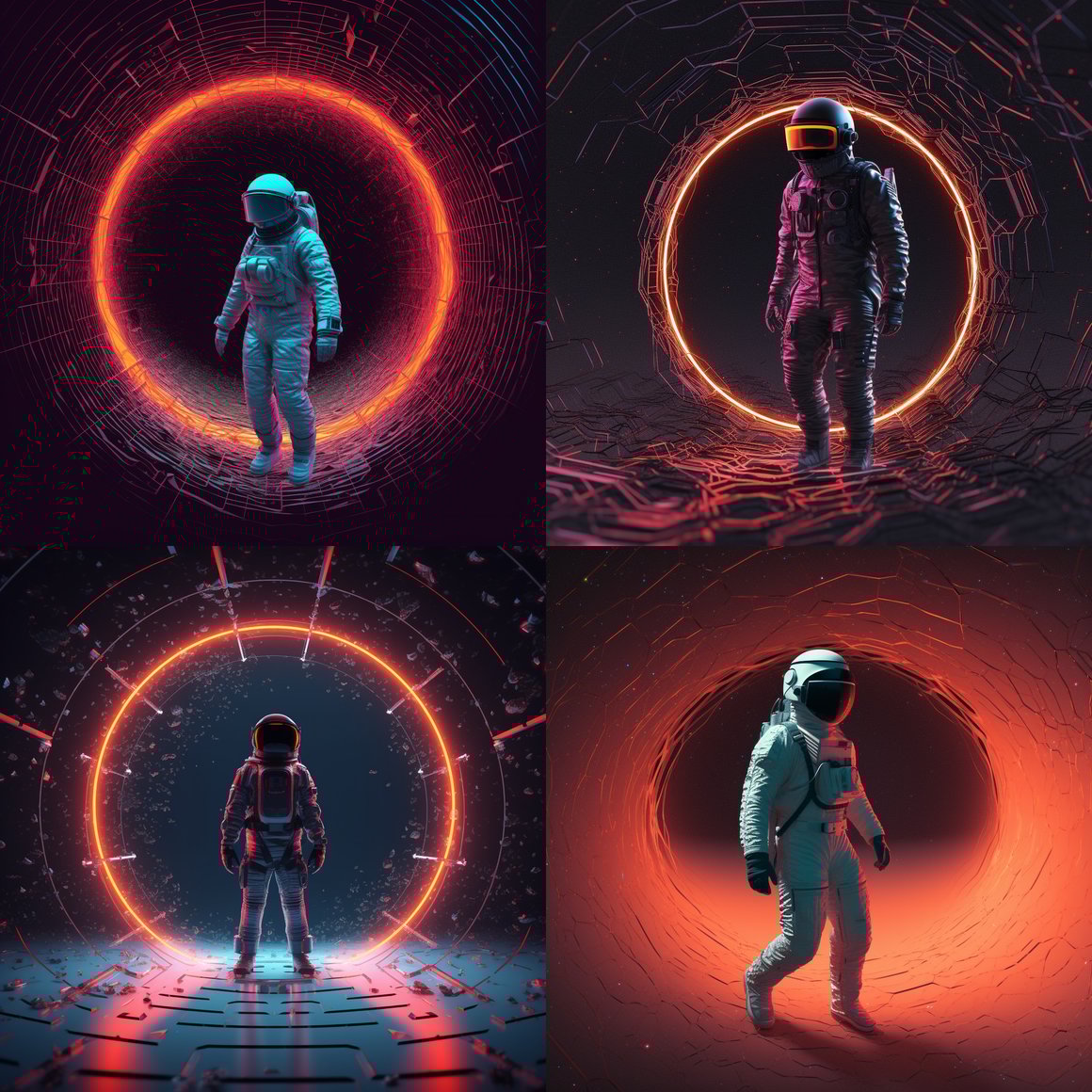 Astronaut's Black Hole Stroll in the Cosmos - Cinema4D Render v5.1