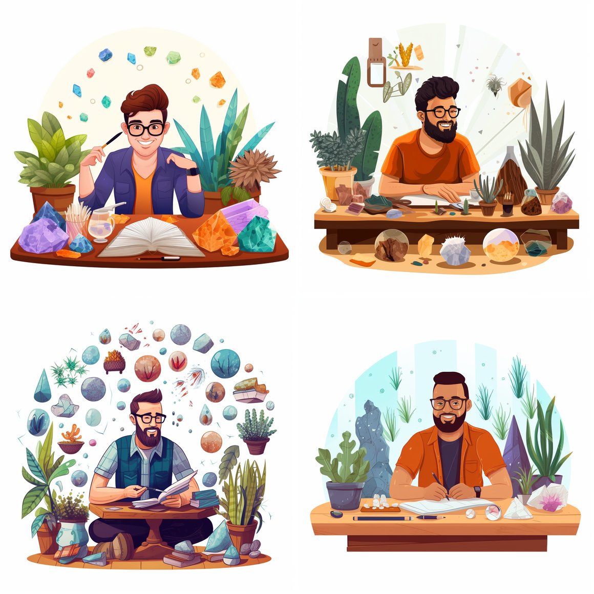 Happy Crystal Enthusiast: An 8K Vector Illustration