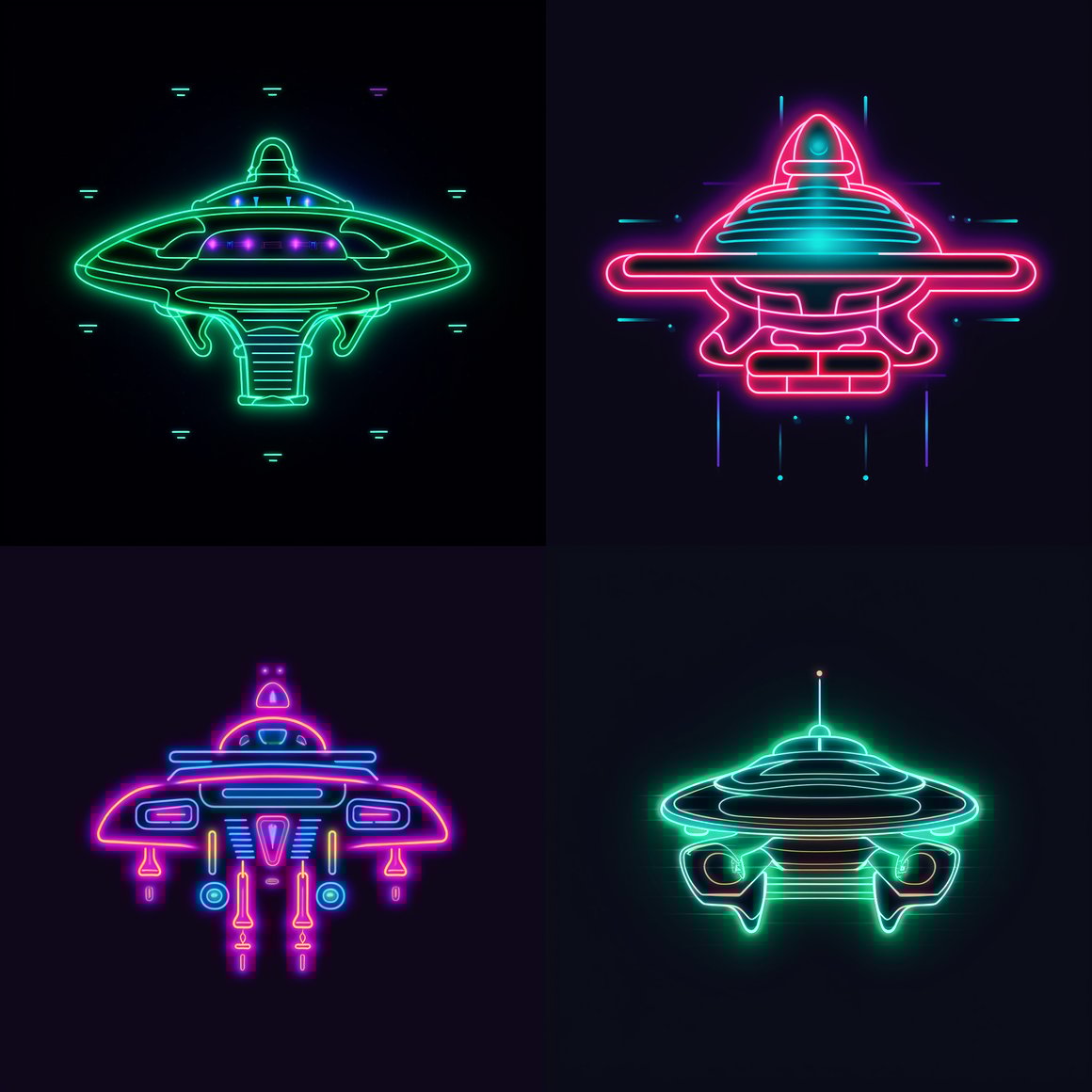 Mid-Trip Alien Starship Vector Outline