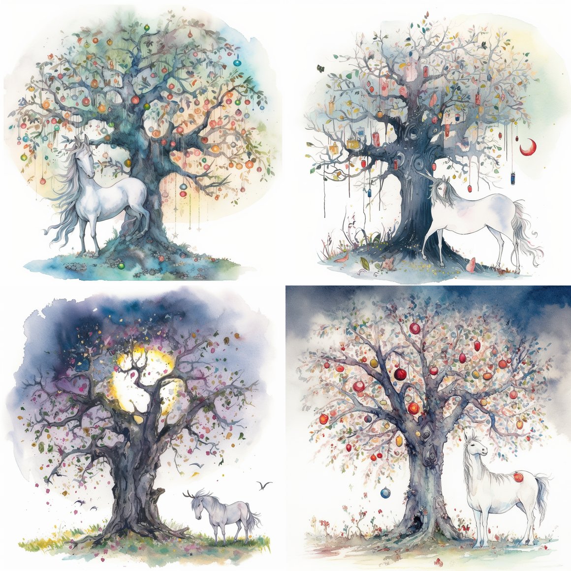 A Unicorn's Dream Under The Magical Apple Tree