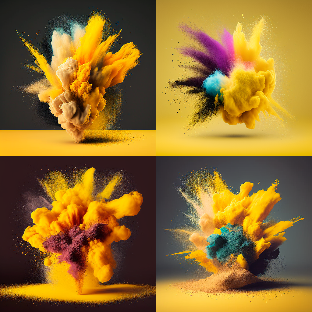 Mid-way Journey Through Colorful Powder Explosion, Version 4 on Yellow 35mm