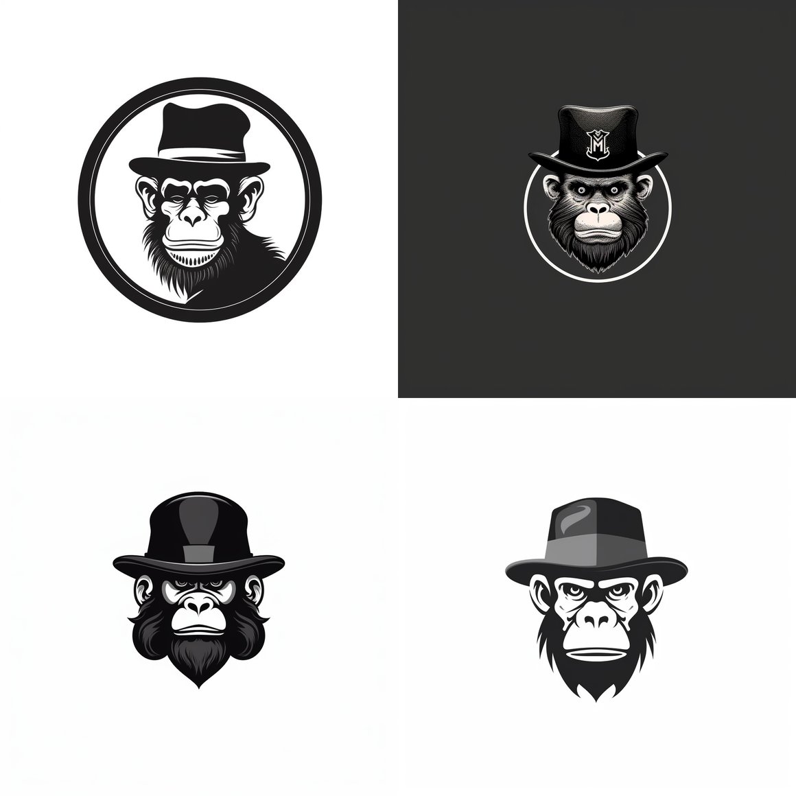 Retro-Monkey Meets Noir Chic Mid-Journey Logo Design Prompt