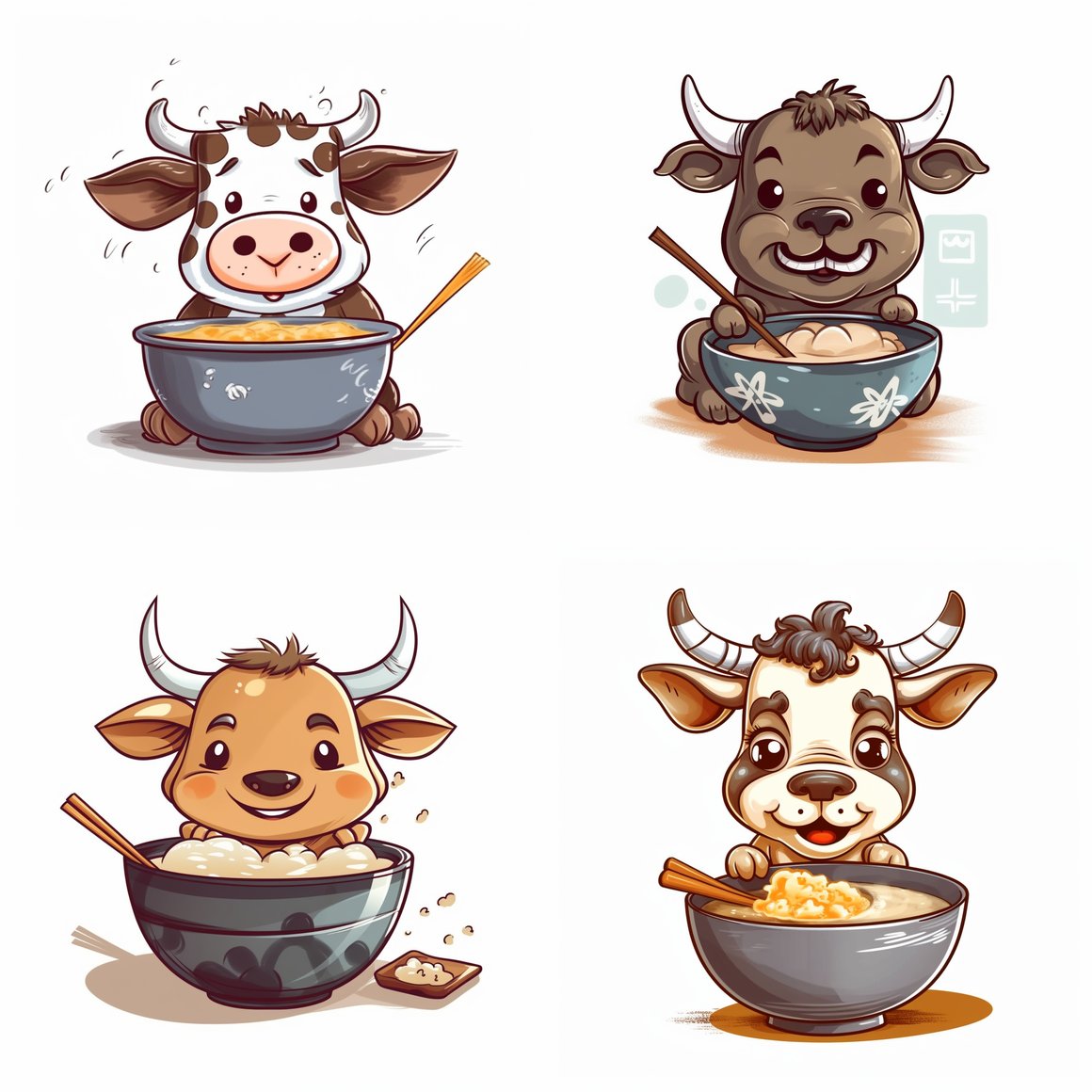 Happy Cow Enjoying Beef Noodle Soup