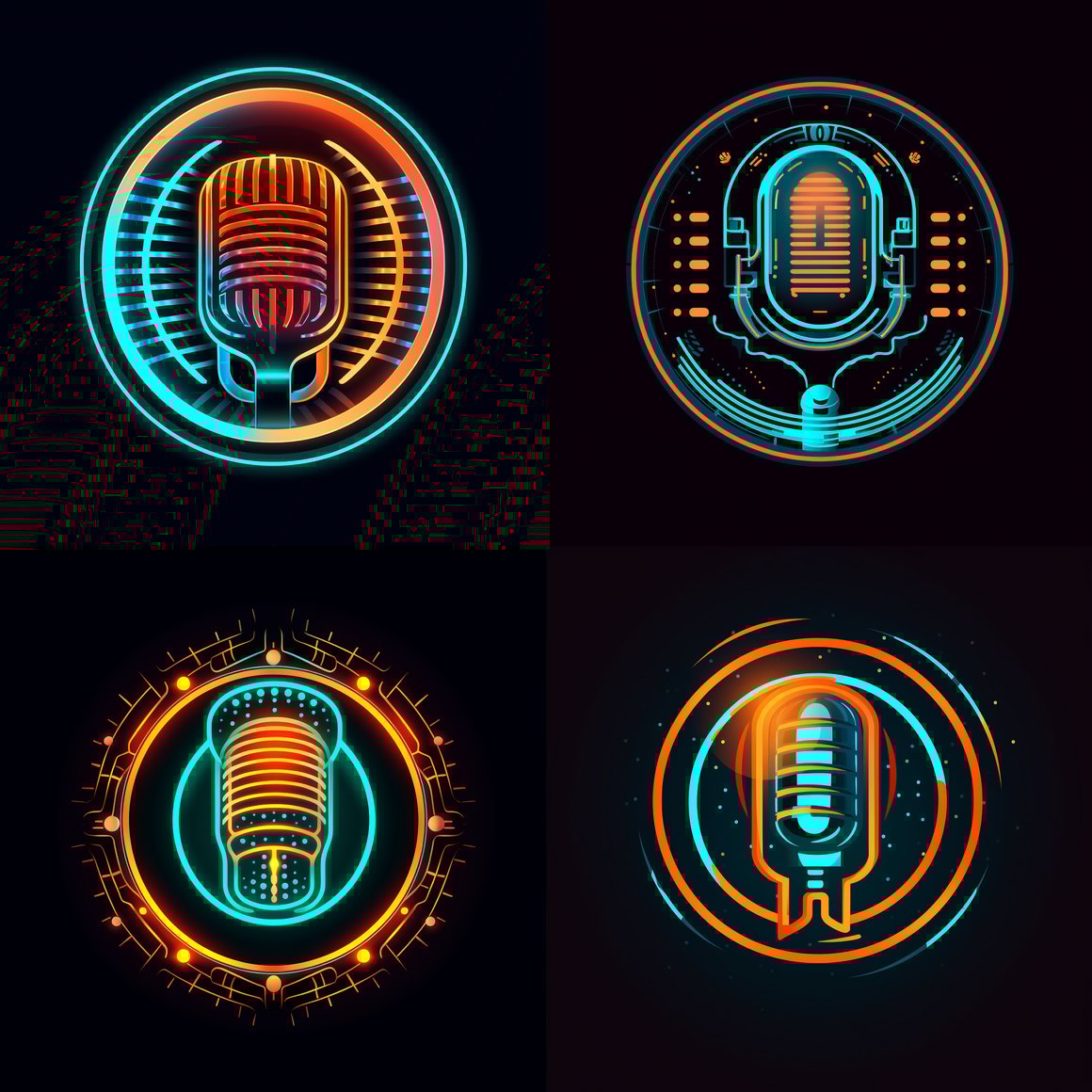 Neon Microphone Logo Design Development