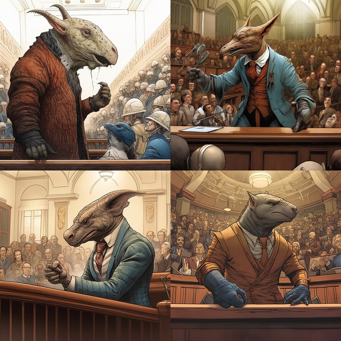 Armadillo Justice: Courtroom Clash in Jae Lee's Palette