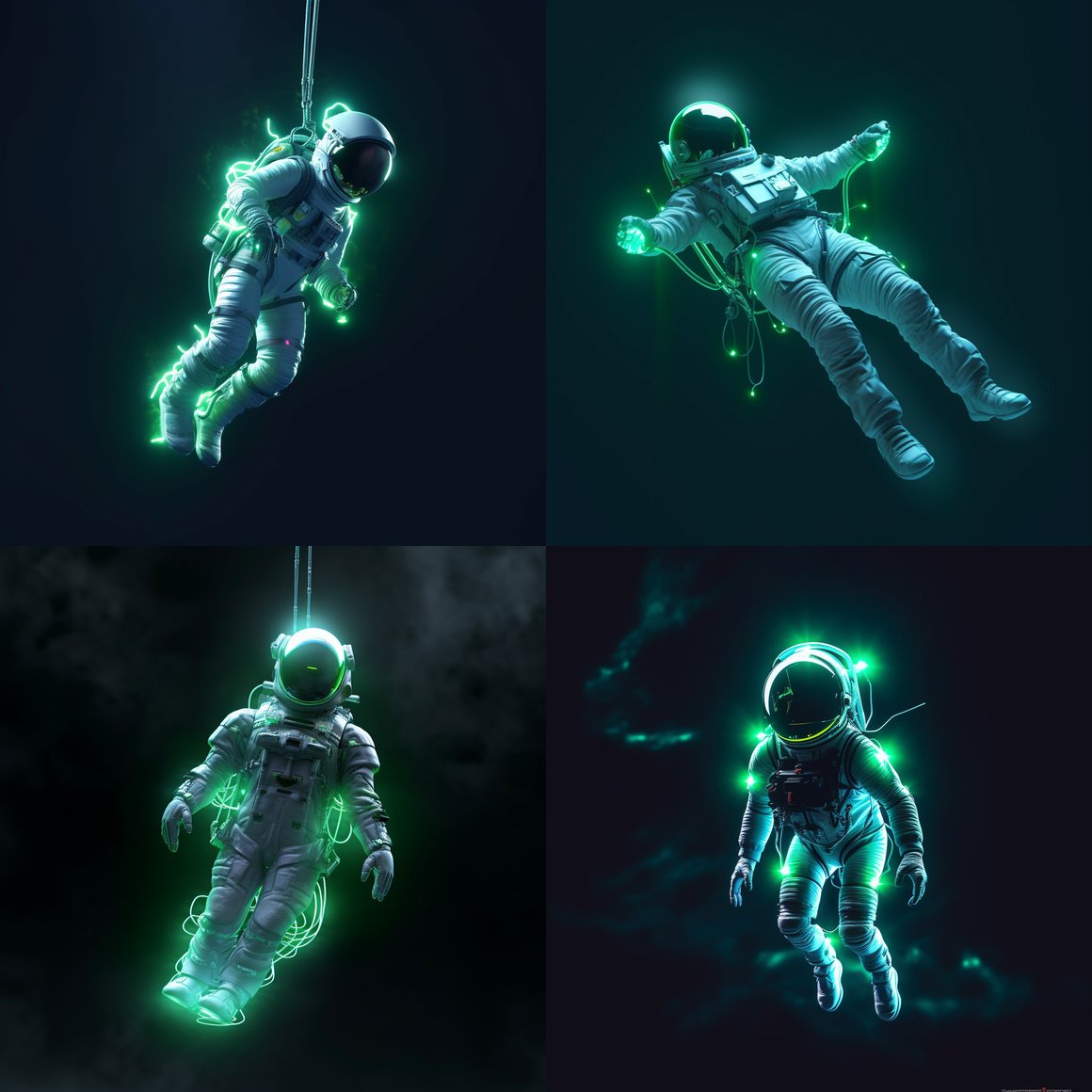 Neon Lifeline: Astronaut's Descent into the Cosmic Abyss