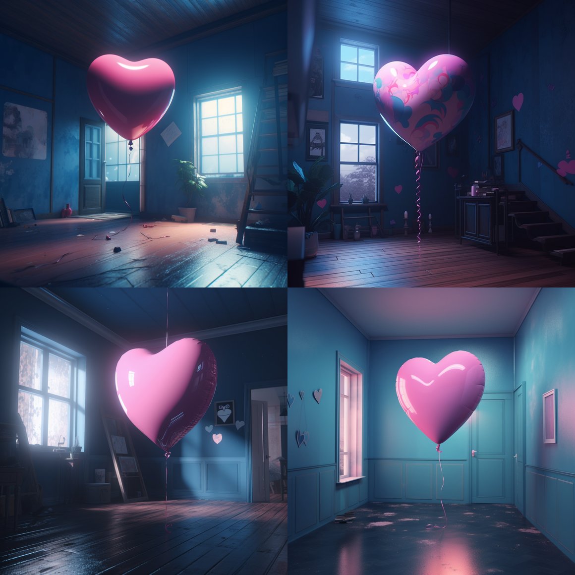 Floating Heart Balloon Kawaii Aerosol Illustration Prompt | NeoPrompt