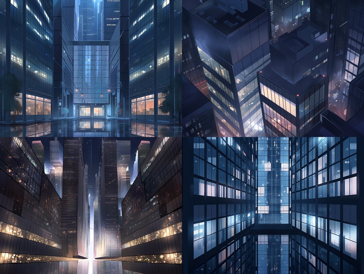 A Symmetrical Night View of Wall Street Architecture