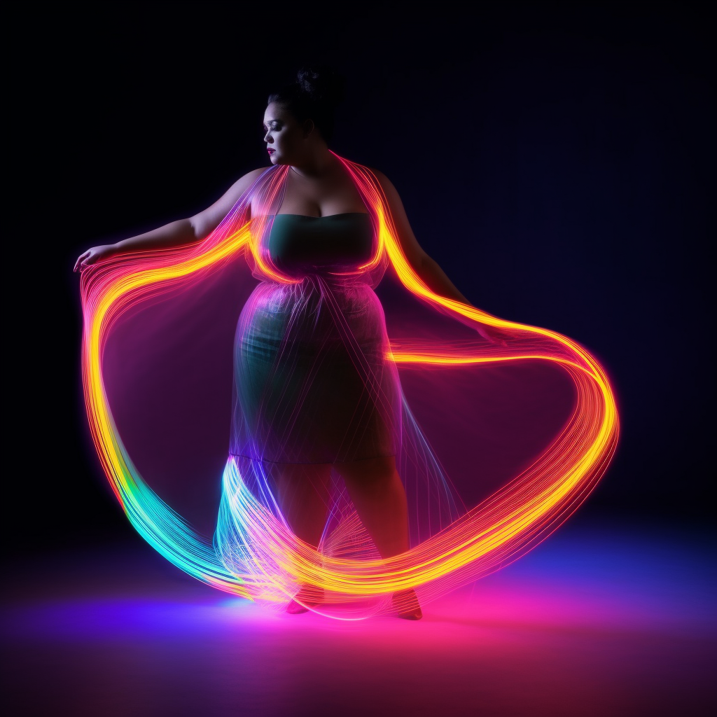 Neon Mirage: Revolutionary Plus-size Fashion Journey