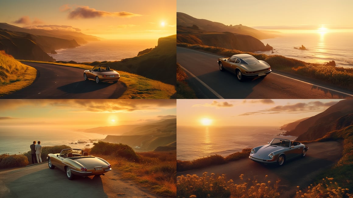 Retro 80s Sports Car Seascape Photography