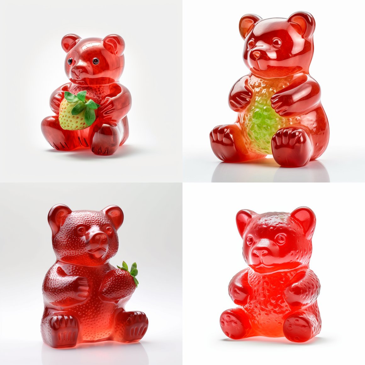 Haribo's Giant Gummy Bear Filled with Strawberries - 32K Ultra Detail on White Background