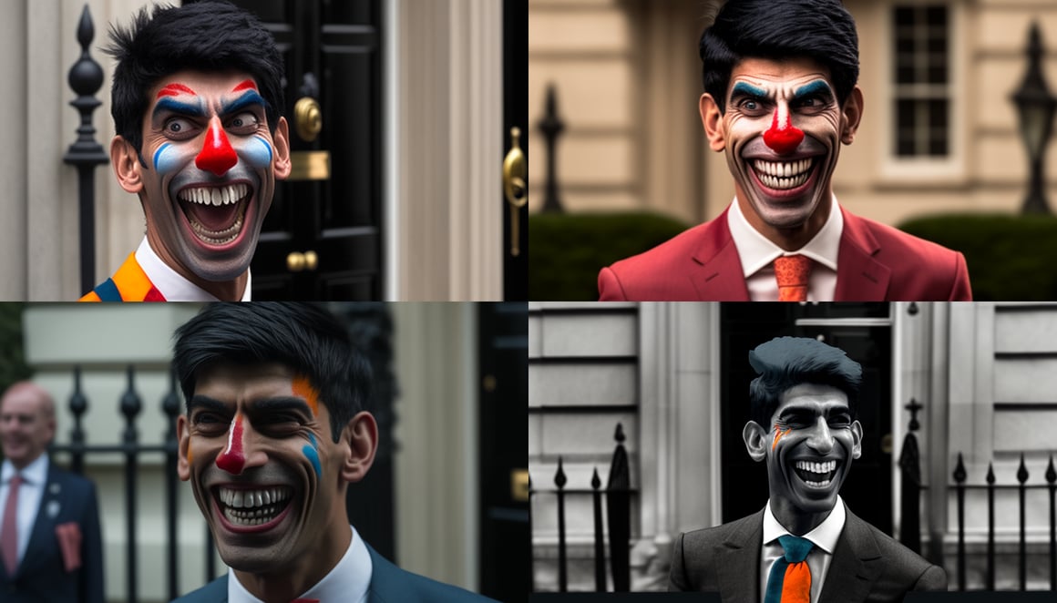 A Unique Portrayal of Rishi Sunak outside 10 Downing Street