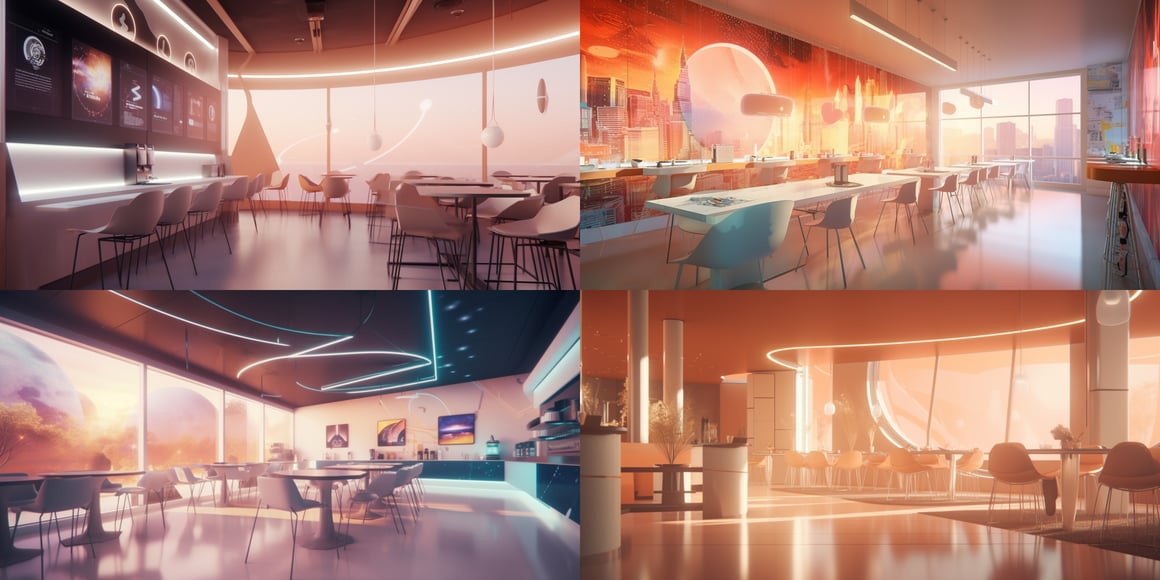 Mid-Journey Through a Futuristic Cafe in 8K