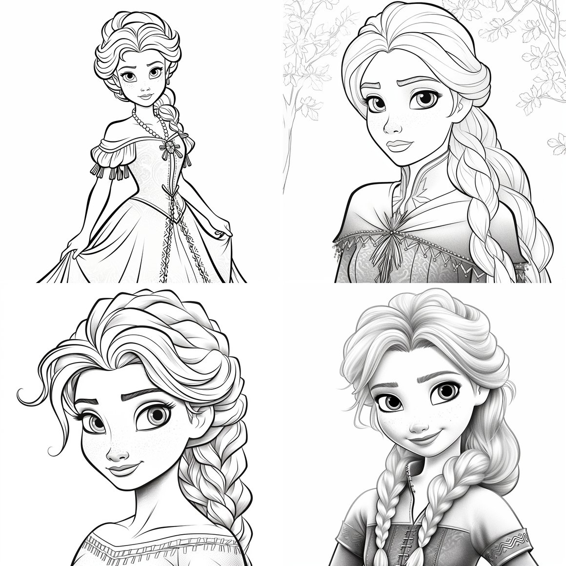 Frozen Characters Printable Coloring Page for Kids