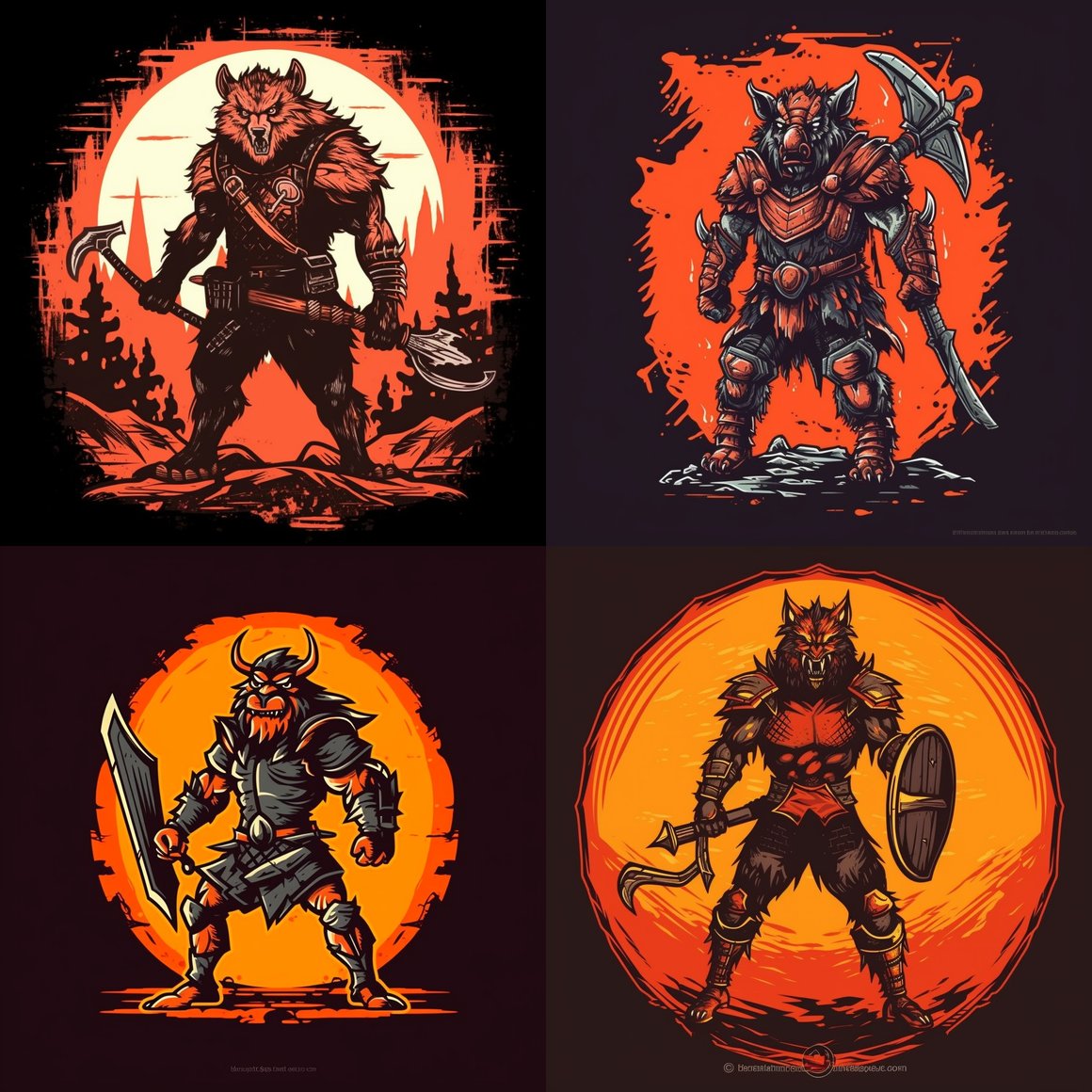 Armoured Boar Warrior Vector Design