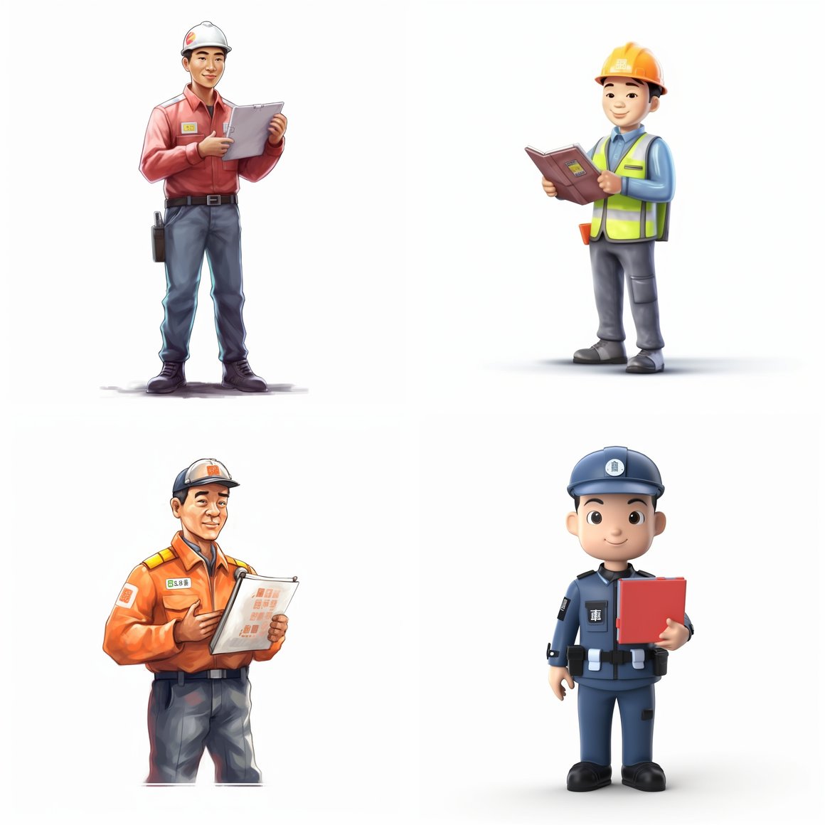 Chinese Power Safety Officer Discussing Safety Protocols Illustration