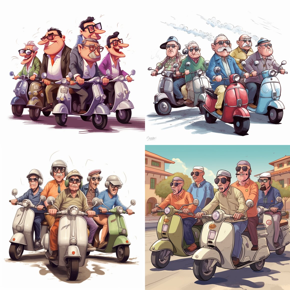 Midlife Crisis Scooter Squad: Cartoon Edition
