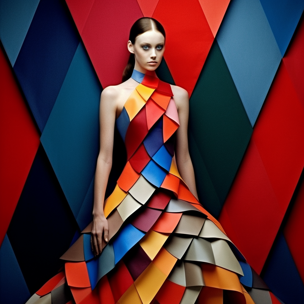 Harmonizing High Fashion and Abstract Art - Mid Journey