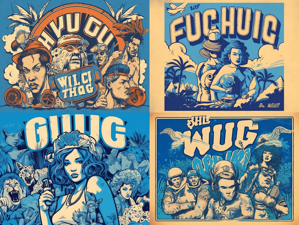 Hawaiian Wild Club Retro Cartoon Poster Mid-Journey Design