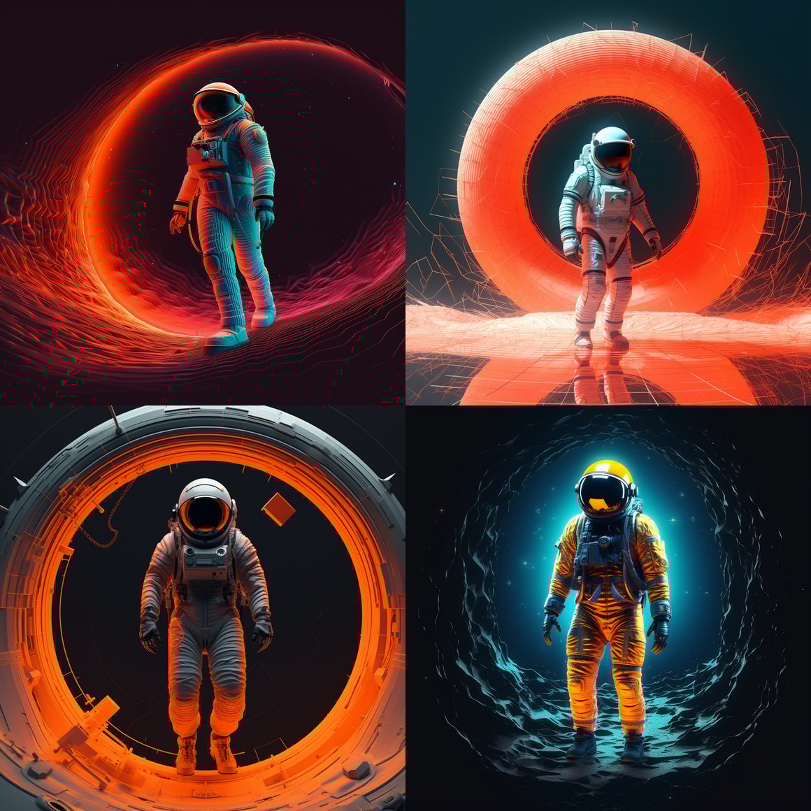 Astronaut's Black Hole Stroll in the Cosmos - Cinema4D Render v5.1