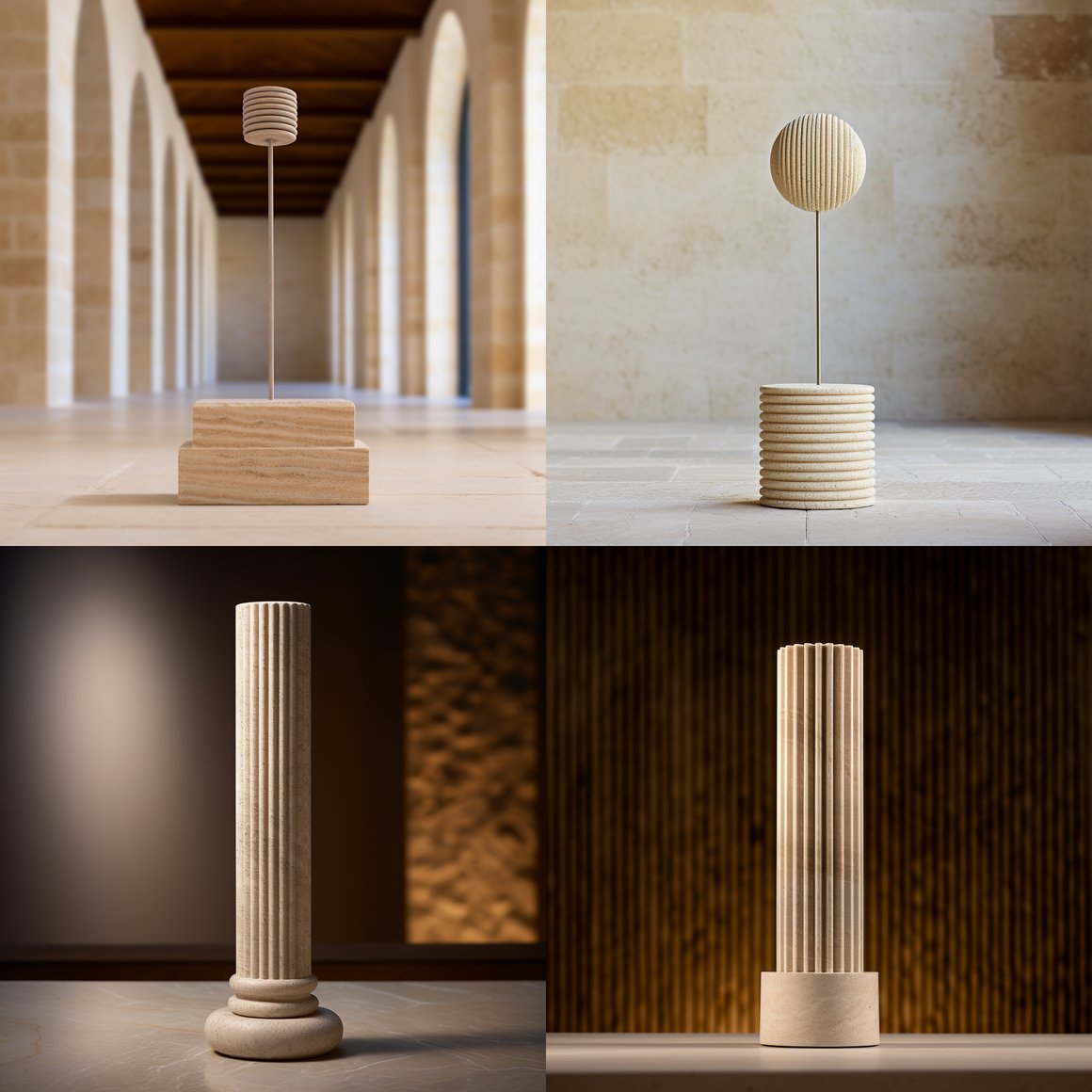 Ribbed FRP Rod on a Travertine Pedestal