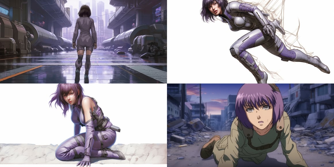 Detailed Illustration of Motoko Kusanagi from Ghost in the Shell