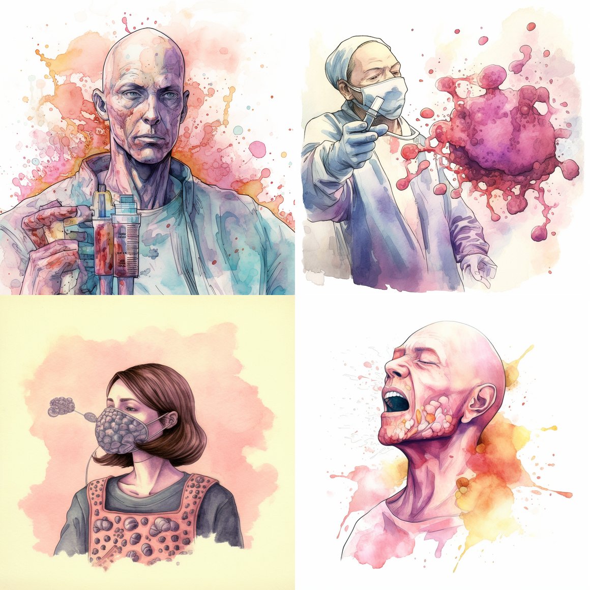 Hand-drawn Saliva-Based Cancer Detection Illustration