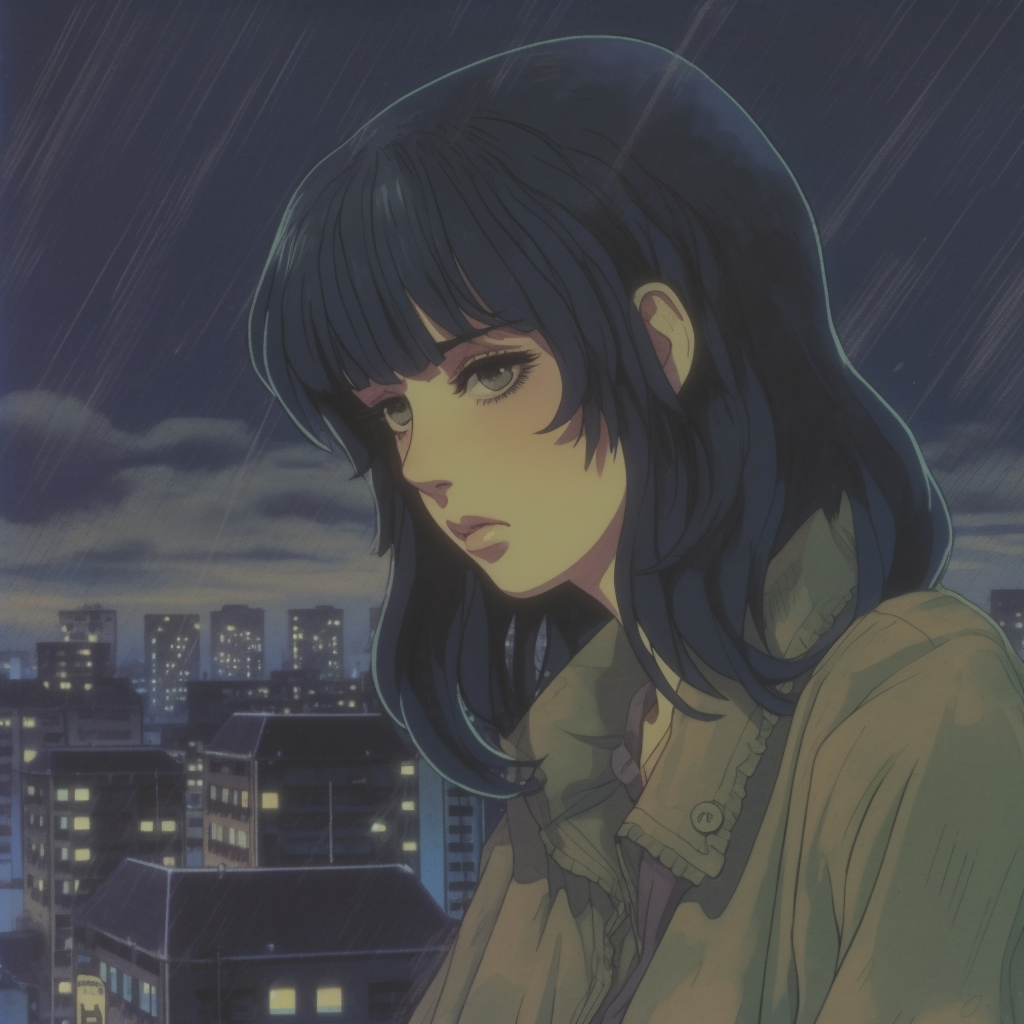 A Mid-Journey Reflection in the Art Style of Yoshiaki Kawajiri