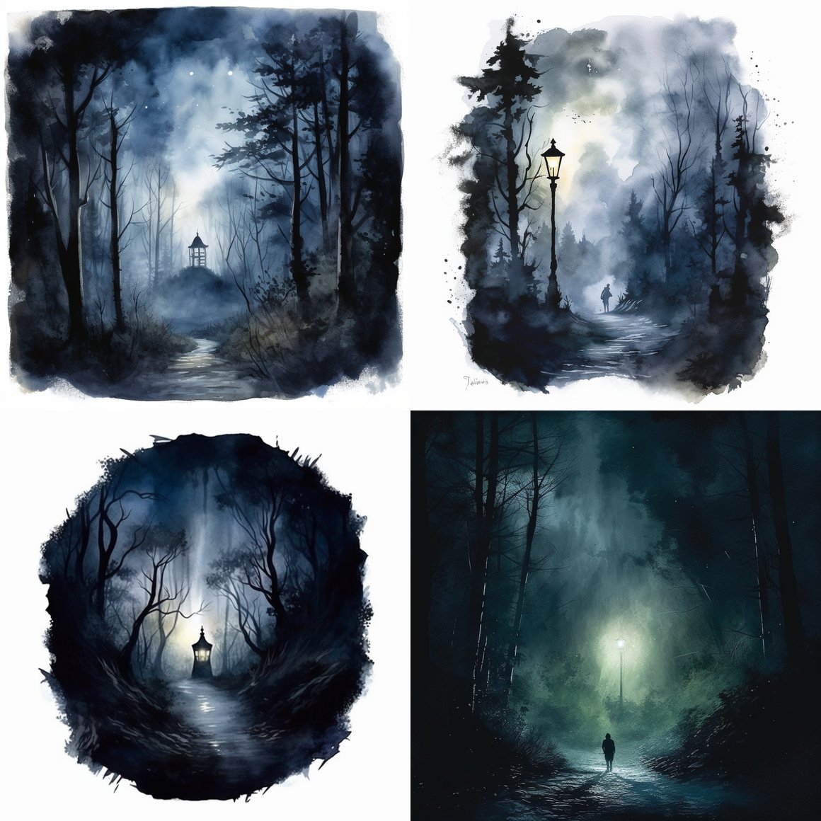 Haunted Forest Path: A Midnight Encounter
