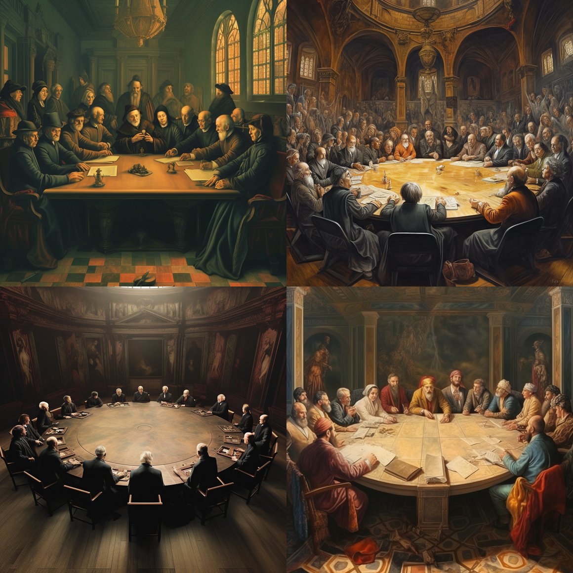 Negotiated Peace: A Bruegel-Inspired Political Assembly