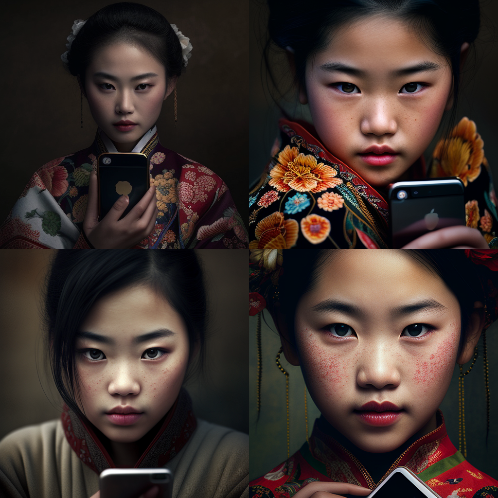 Chinese Girl with iPhone Photo Series v4, Size 750