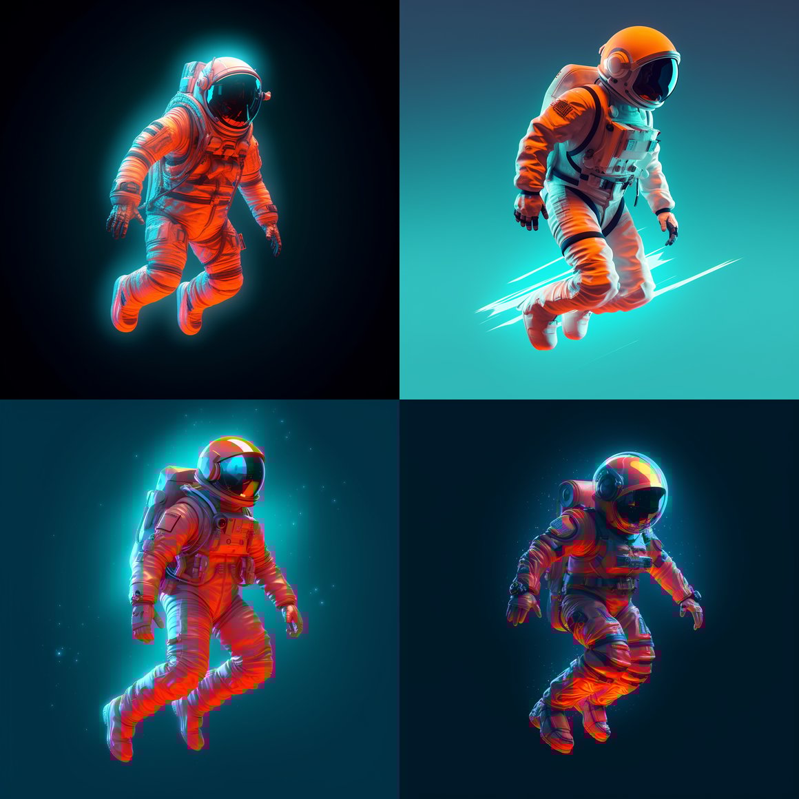 Astronaut's Mid-Journey in Red and Cyan 3D Render