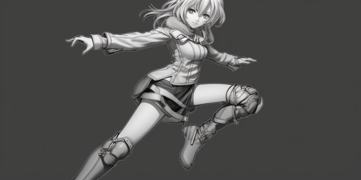 Detailed Anime Artistry in Black & White