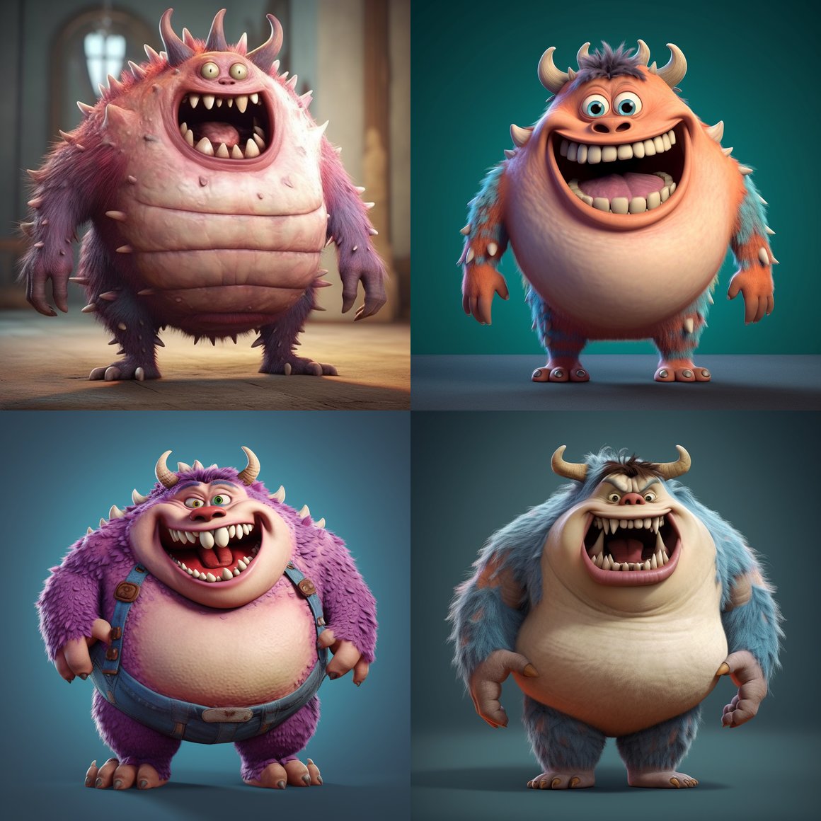 Cute Quadripedal Monster's Mid-Journey Adventure in Pixar Style