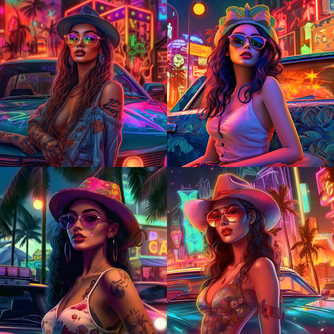 Neon Goddess: A Mid-Journey Through Futuristic Miami
