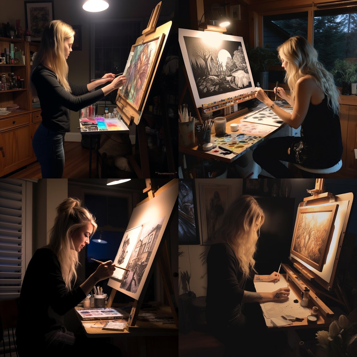 Midnight Artistry: Kaitlin Olsen's Easel Endeavors