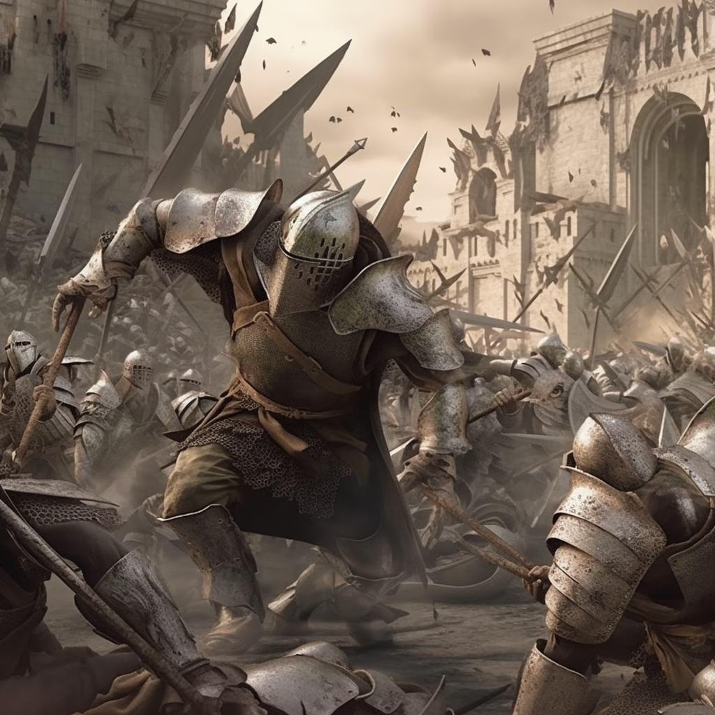 Desperate Battle: Gondor Soldiers' Struggle in Osgiliath