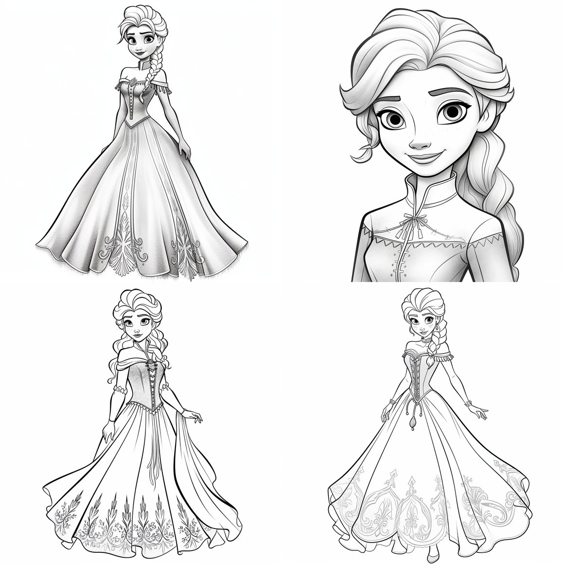 Frozen Characters Printable Coloring Page for Kids